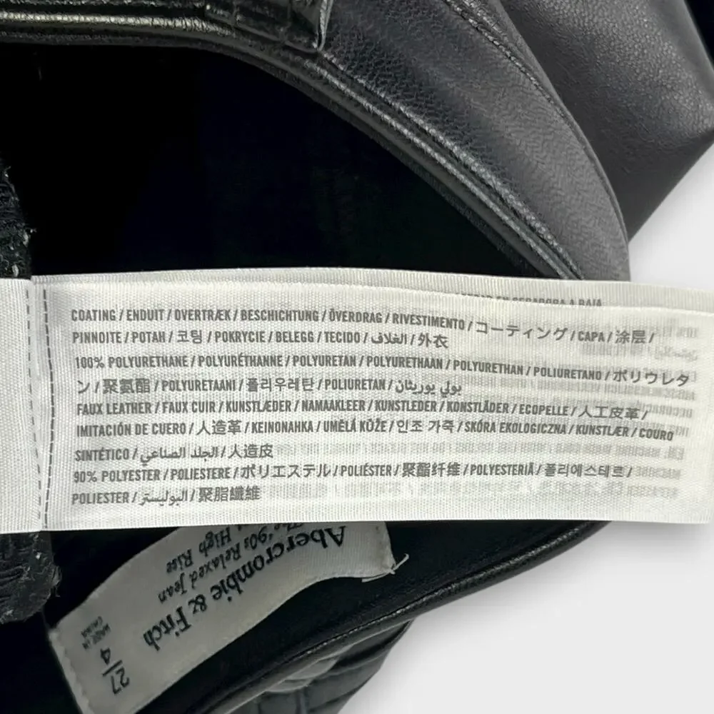 Abercrombie & Fitch Curve Love Vegan Leather 90s Relaxed Pant Black Size 27/4 - Picture 6 of 8